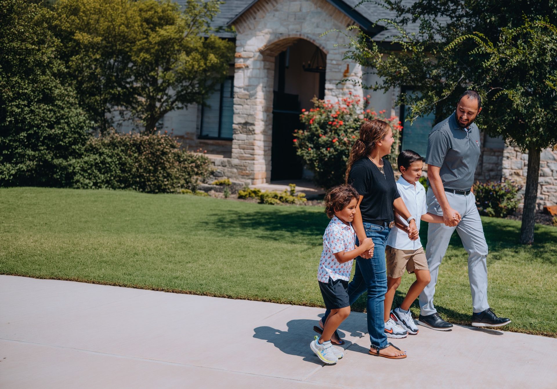 Family walking together outside