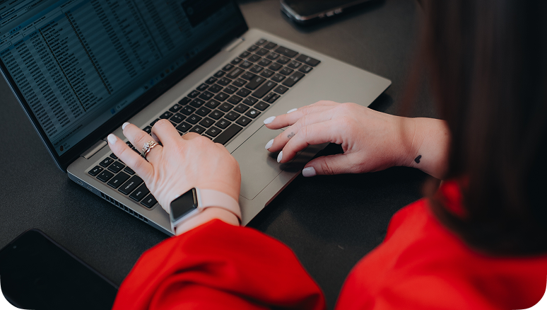 A member checking their credit score on a laptop