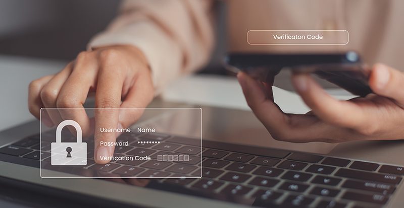 Woman entering a verification code on her phone