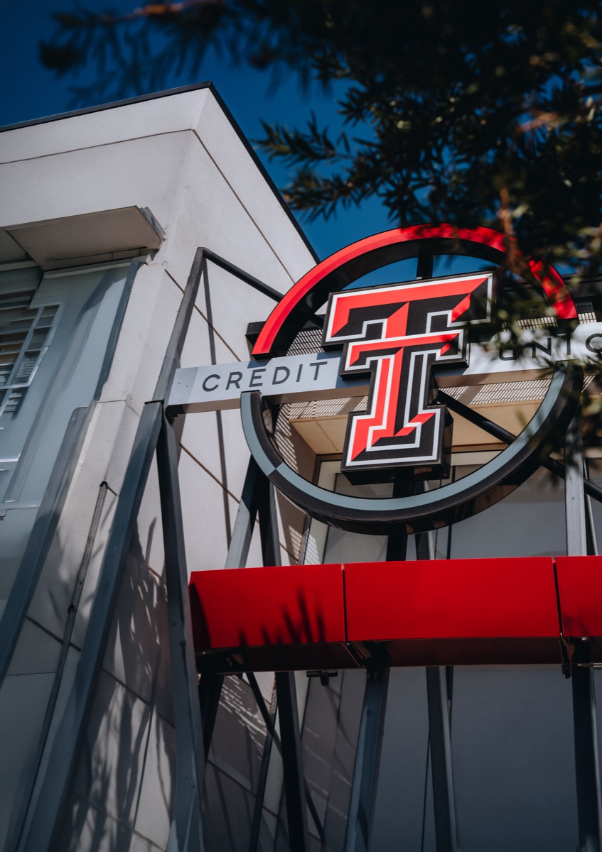 Texas Tech Credit Union branch sign
